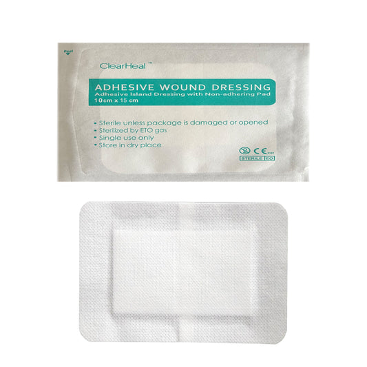 Sterile Non Woven Gauze Island Wound Dressings Sterile Large Size 10cm x 15cm (Box of 25)