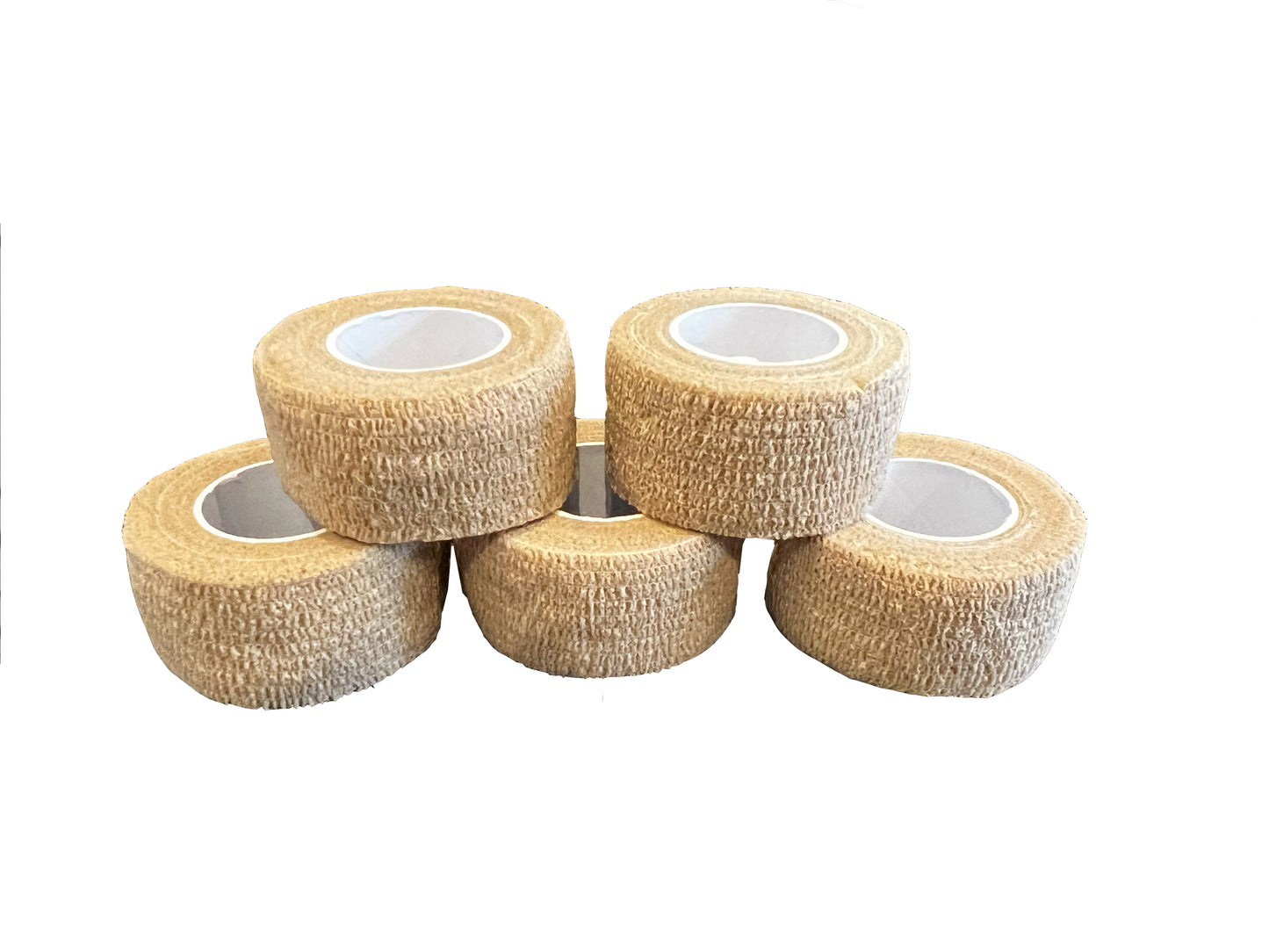 ClearHeal Cohesive Bandages, Beige, Pack of 5 (2.5cm x 4m, Latex Free)