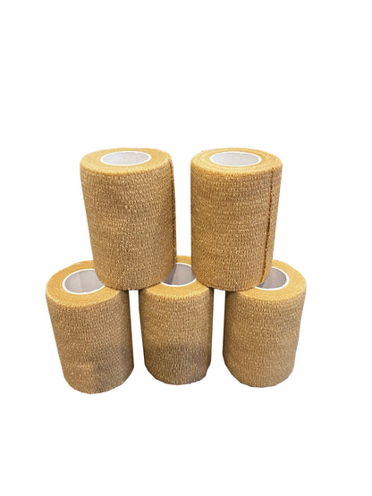 ClearHeal Cohesive Bandages, Beige, Pack of 5 (7.5cm x 4.5m)