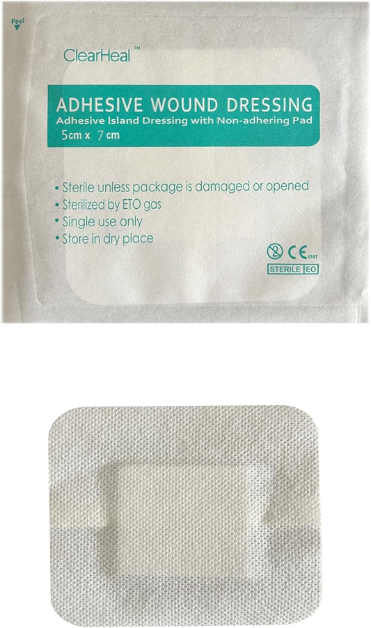 Sterile Non Woven Gauze Island Wound Dressings Sterile Large Size 5cm x 7.5cm (Box of 25)