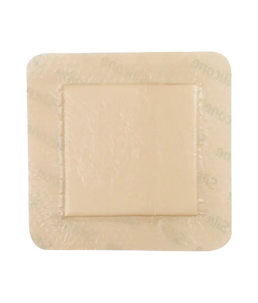 Silicone Foam Adhesive Dressing - Sterile, 10x10cm, Box of 5, Highly Absorbent & Waterproof - Post-Surgery, Pressure Ulcers, Diabetic Wounds, Burns