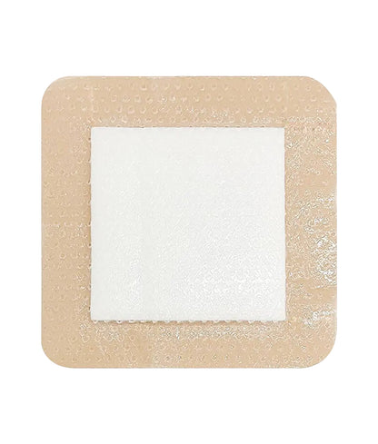 Silicone Foam Adhesive Dressing - Sterile, 10x10cm, Box of 5, Highly Absorbent & Waterproof - Post-Surgery, Pressure Ulcers, Diabetic Wounds, Burns